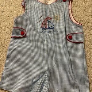 Proper Peony Gingham Sailboat Romper